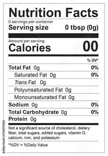 Nutrition Facts Label Template - Text Editable and Scalable - Vertical Simple - For Small Packaging - US FDA Compliant 2020 in Arial Font