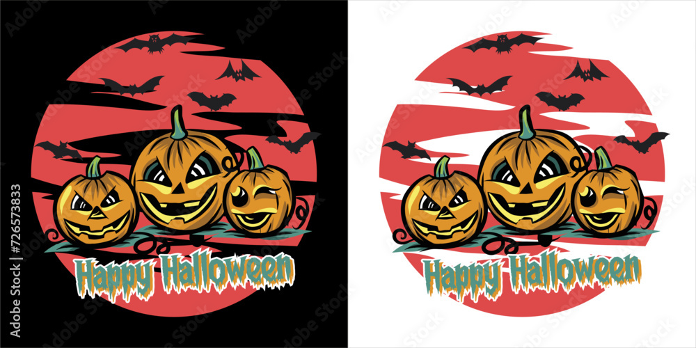 Halloween vector design for t-shirts in black and white