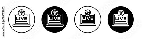 Go live flat line icon set. Go live Thin line illustration vector