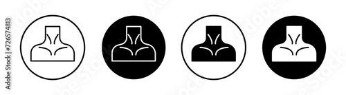 Human neck flat line icon set. Human neck Thin line illustration vector