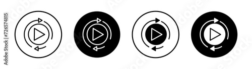 Playback flat line icon set. Playback Thin line illustration vector photo