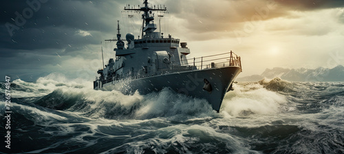 Military Ship at sea photo