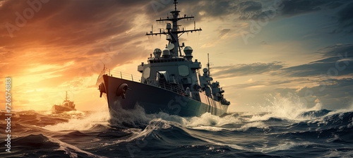 Military Ship at sea photo