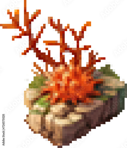Orange Spikey Corals Isometric Pixel Art
