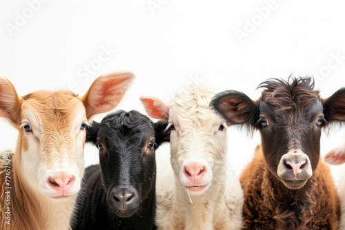 Close-up shots of farm animals' faces against a clean white backdrop