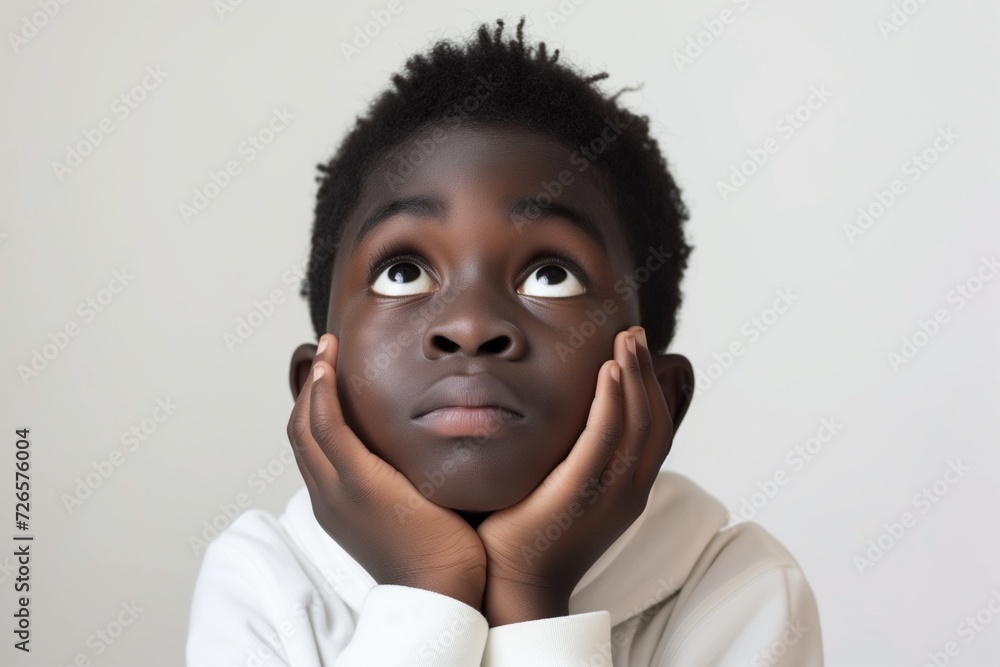 A joyful young boy expressing surprise A joyful young boy expressing surprise