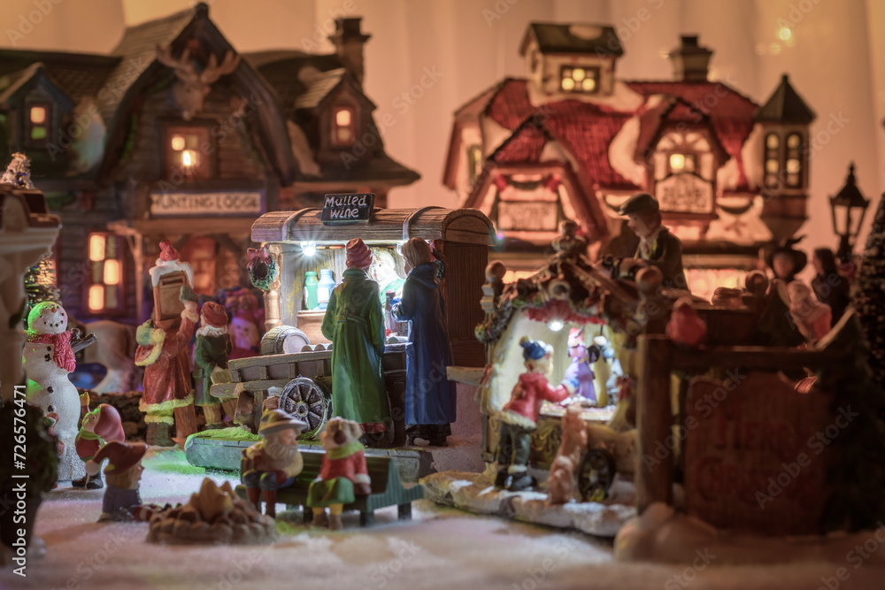 Christmas scene from a holiday village showing a park like setting
