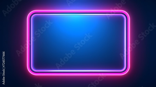 Vector 3d render, square glowing in the dark, pink blue neon light, illuminate frame design. Abstract cosmic vibrant color backdrop. Glowing neon light. Neon frame with rounded corners