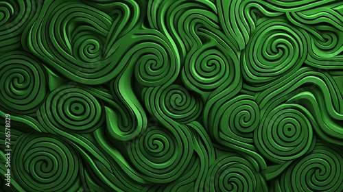 Vibrant green celtic knot patterns on abstract background with intricate designs