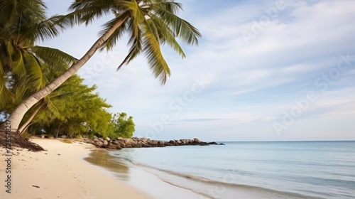 The Idyllic Harmony of Sea, Sand, and Palm Trees on a Sun-Kissed Tropical Beach © coco