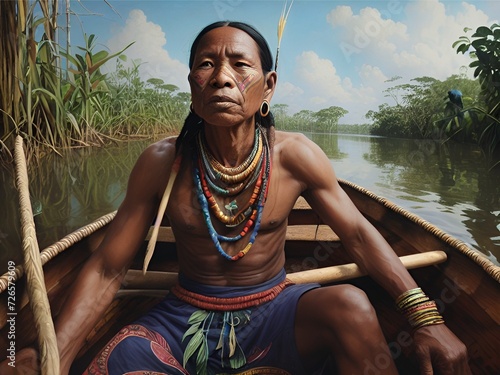 native in a boat