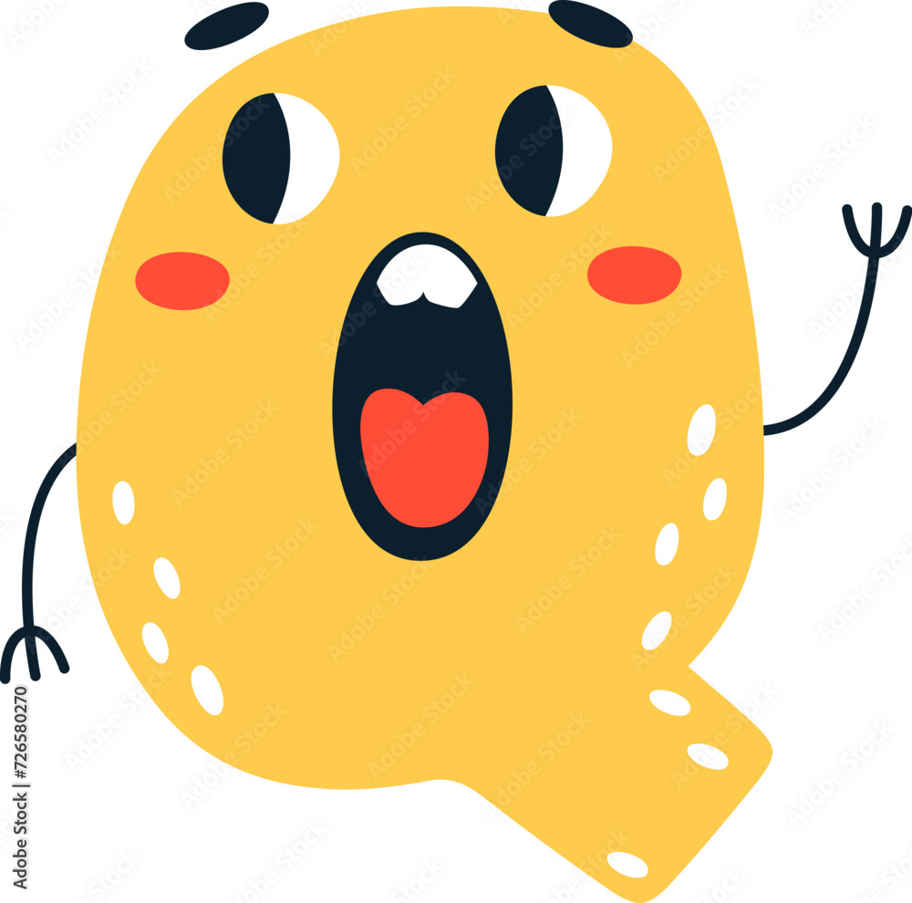 Fototapeta premium Q Letter Funny Children Alphabet