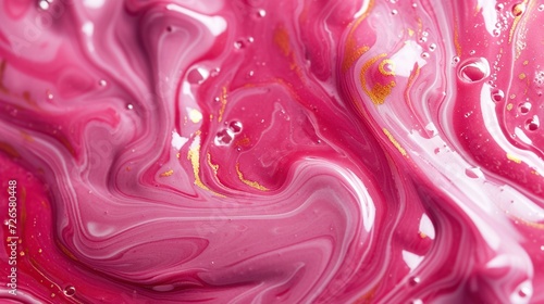 Product photo featuring close-up of raspberry rapture smoothie swirls. generative AI