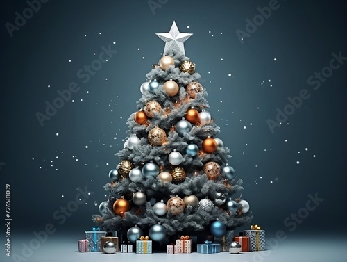 Christmas tree is decorated with all kinds of ornaments