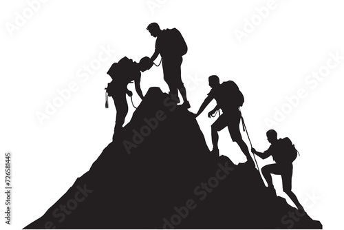 Vector silhouette of a group of climbers