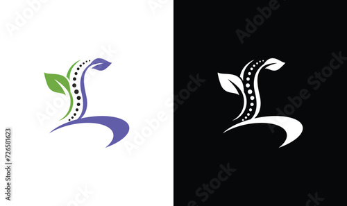 Letter l with leaf-spine modern minimal business logo icon, letter l logo photo