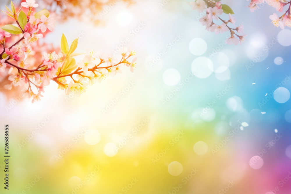 Beautiful multicolored spring blossom background with bokeh lights Beautiful multicolored spring blossom background with bokeh lights