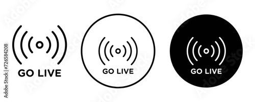 Go live outline icon collection or set. Go live Thin vector line art
