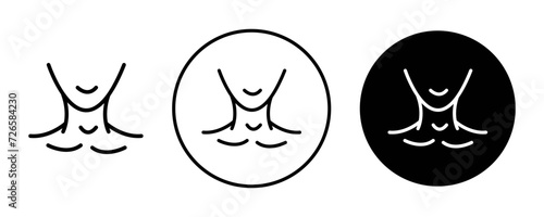 Human neck outline icon collection or set. Human neck Thin vector line art