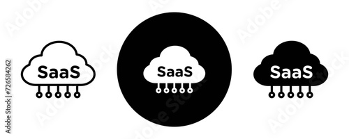 SaaS outline icon collection or set. SaaS Thin vector line art