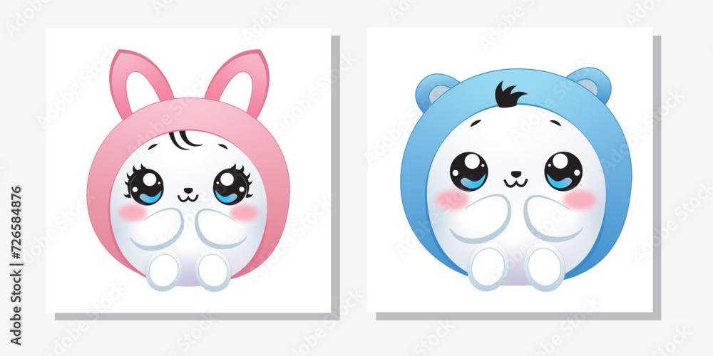 Baby Bliss Clip Art for Gender Reveal, Cute Egg Characters for Gender-Reveal Celebrations, 
