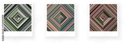 Variants of paper card with square checkered striped geometric patterns.
