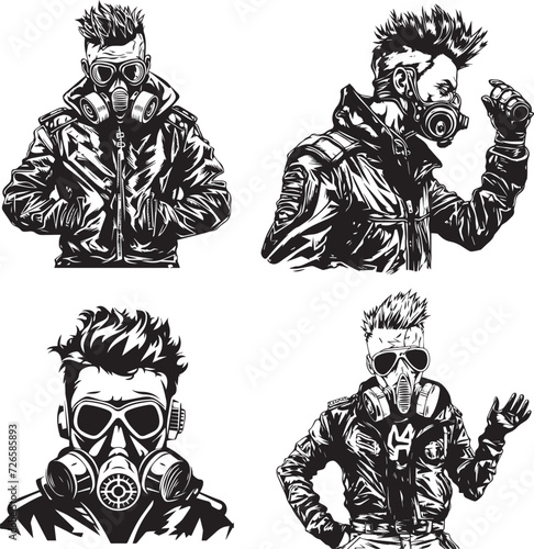 Punk Man Wearing a Gas Mask Vector