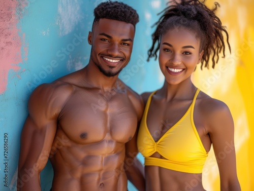 Bright and Fit Couple Smiling Together