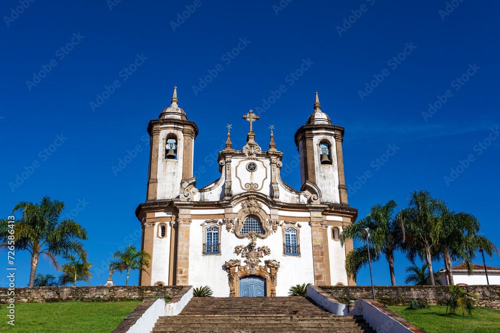 Exterior of the church of Our Lady of Mount Carmel (Igreja de Nossa Senhora do Carmo) in Ouro Preto, Minas Gerais, Brazil, South America