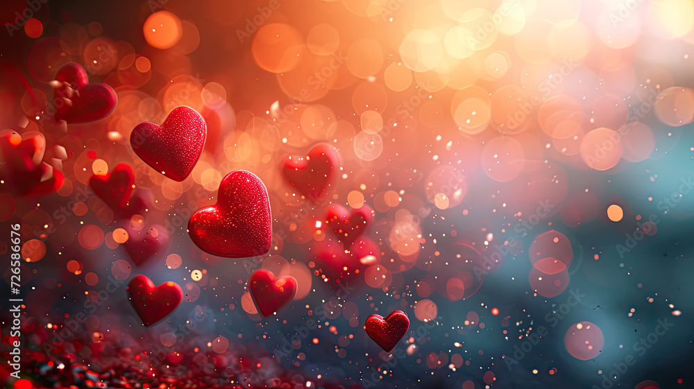 Abstract background with red hearts, Valentine's day