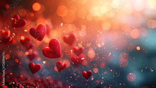 Abstract background with red hearts, Valentine's day