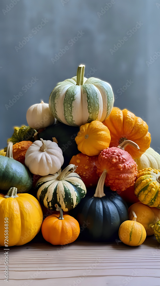Autumn Harvest: Diverse Pumpkins Collection

A vibrant assortment of pumpkins and gourds presents the full spectrum of autumn's harvest, ideal for seasonal themes, fall decorations, and celebrating
