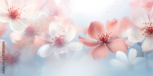 Delicate background of flowers in pastel colors, blooming tree branch © Irène