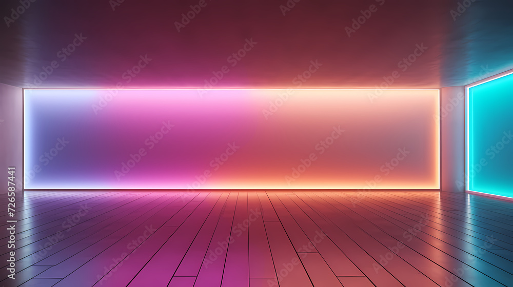 Empty room with neon space for design Empty room with neon space for design
