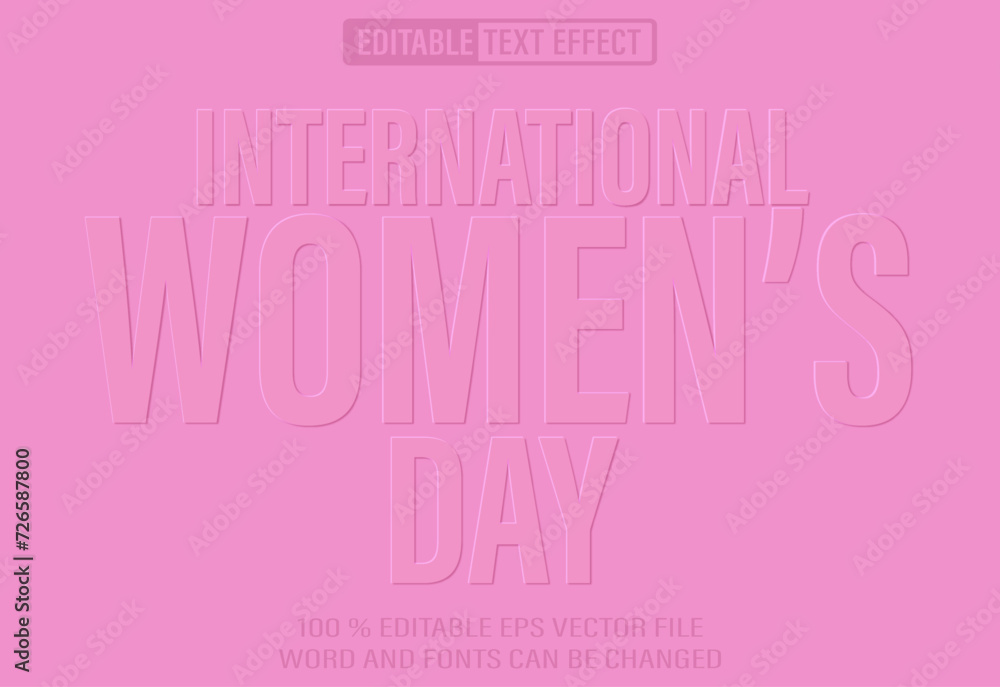 Editable 3d text style effect - International Women's Day Embossed text effect Template