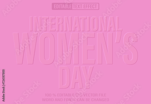 Editable 3d text style effect - International Women's Day Embossed text effect Template