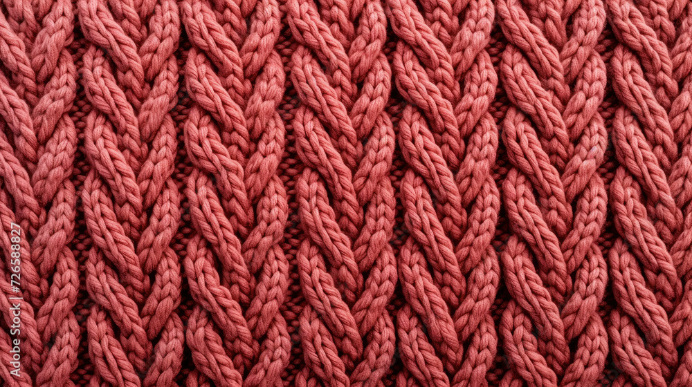 Knit ware background. A woven red knitted fabric with a rich texture and a cozy feel. The intricate pattern of wool reveals the skill and artistry of the maker. Knit ware background. A woven red knitted fabric with a rich texture and a cozy feel. The intricate pattern of wool reveals the skill and artistry of the maker.