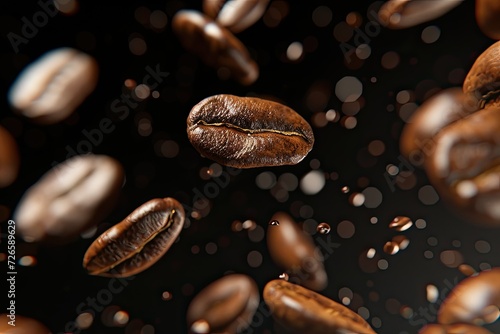 roast coffee beans falling down  in the style of viennese actionism