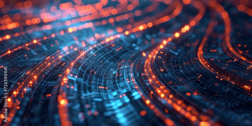 Illuminated Data Cables Transmitting Information, A Background of Glowing Connectivity. Illuminated Data Cables Transmitting Information, A Background of Glowing Connectivity.