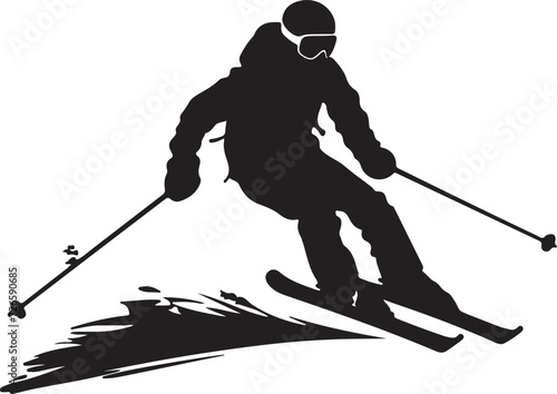 Skiing silhouette vector illustration