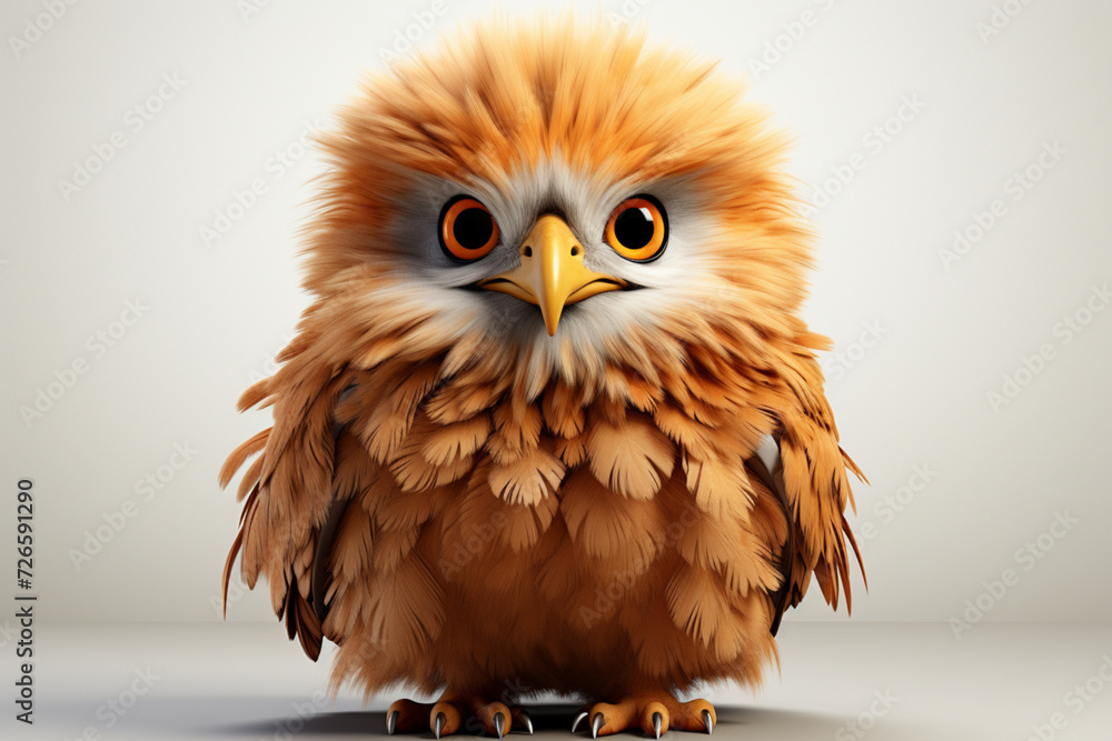 Fototapeta premium Golden Eagle on a white background. Adorable 3D cartoon animal portrait