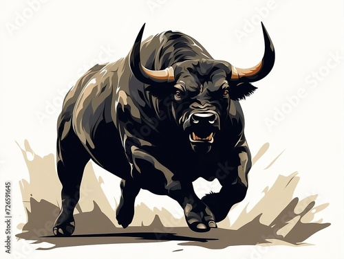Black bull silhouette on a white background