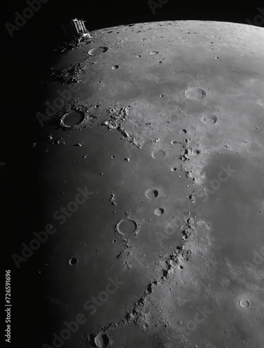 Luna ravvicinata con strutture moderne photo