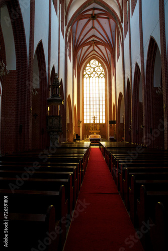 WROCLAW, POLAND - 16 JUNE 2018: Interior view of a famous old church in the city centre of Wroclaw