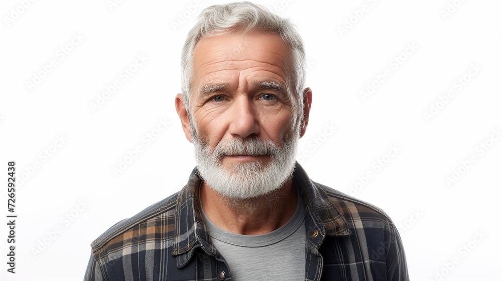 Portrait of smiling mature man standing on white background Portrait of smiling mature man standing on white background