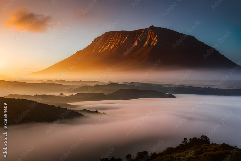 Obraz premium sunset over the mountains