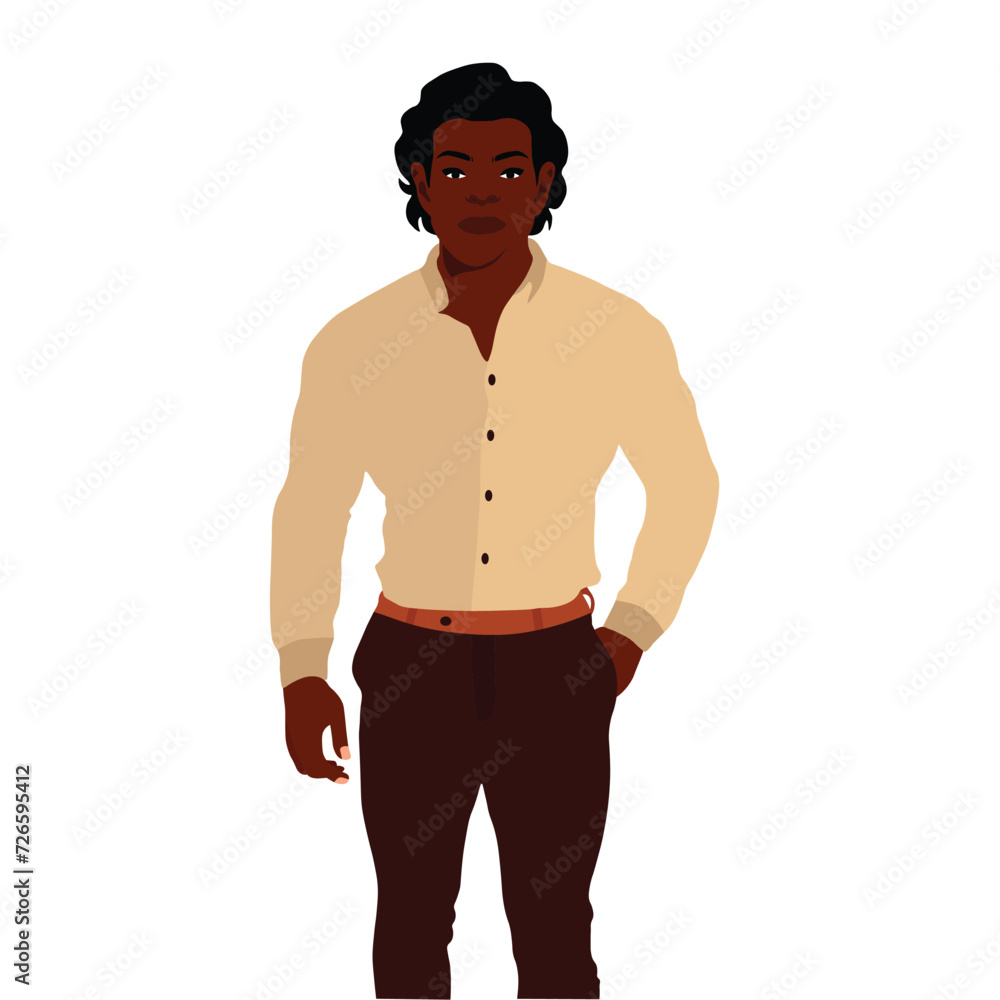 Fototapeta premium Modern fashionable black man in elegant art style vector