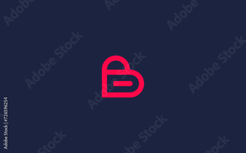 letter b with love logo icon design vector design template inspiration