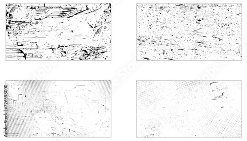 Grunge Urban Backgrounds set. Texture Vector. Dust Overlay Distress. Collection of 4 grunge image.
