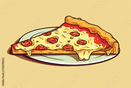 delicious cheesy pizza vector illustration